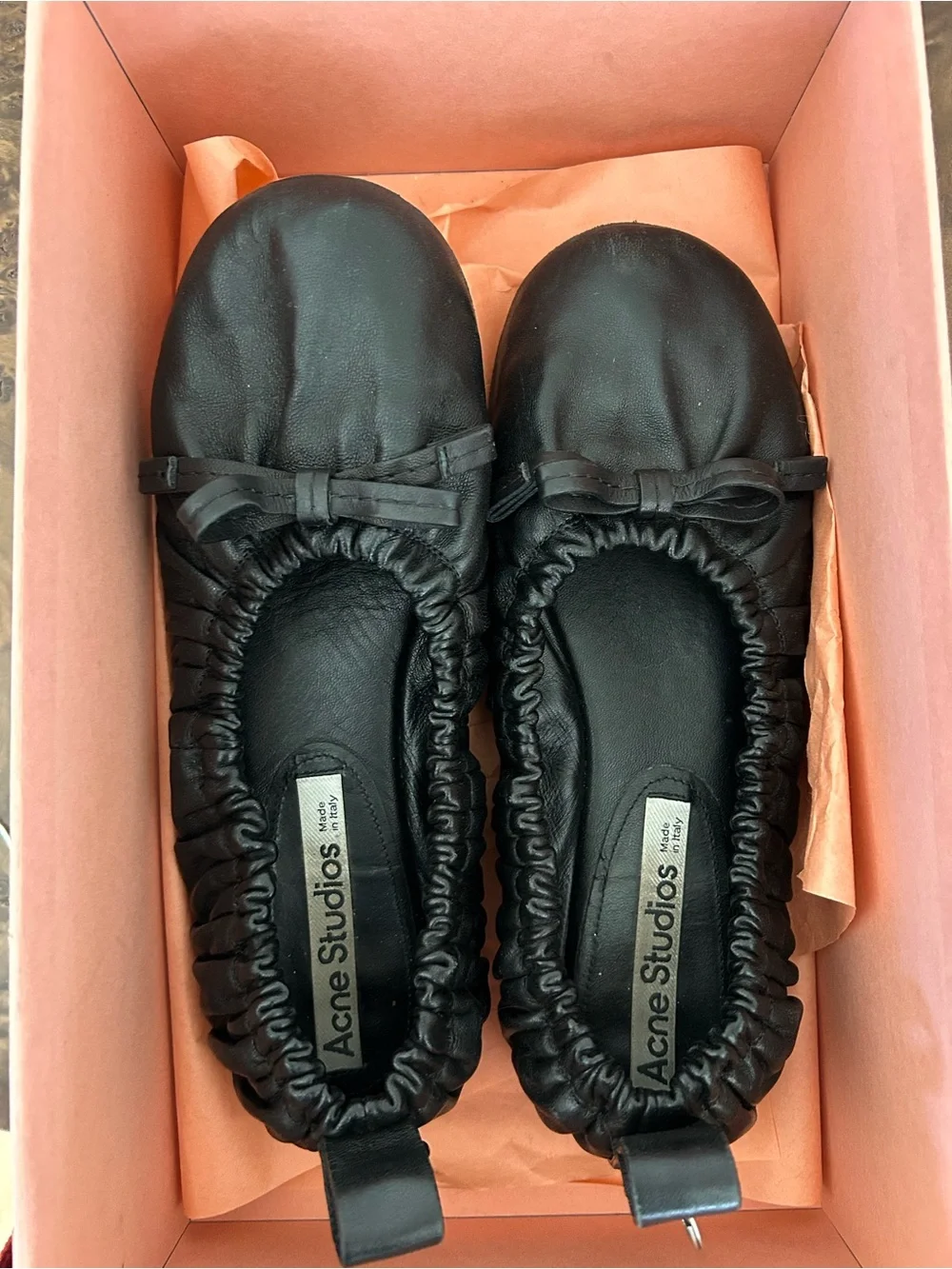 Acne Studios Black Leather Ballet Flats